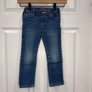 The Childrens Place Girls Medium Wash Skinny Jeans Size 4T Elastic Waist Denim